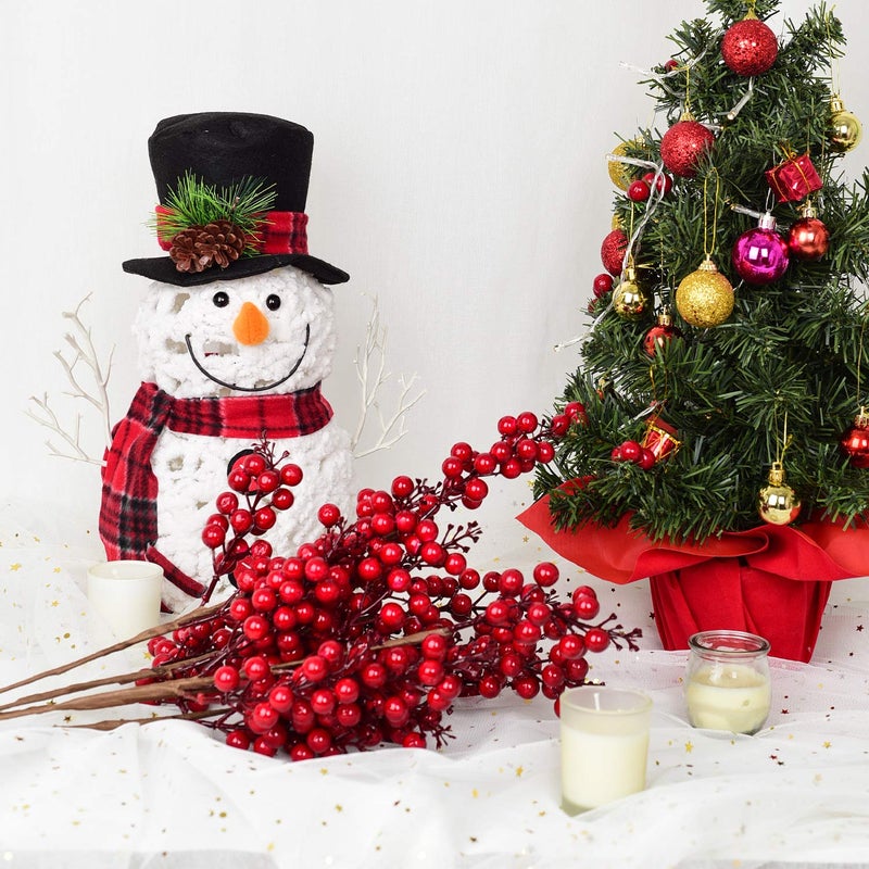 Lvydec 4 Pack Artificial Red Berry Stems Clearance - 19.5 Inch Christmas Holly Berry Branches for Holiday Home Decor and Crafts - Image 2